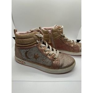 Sketchers Girl High-top Sneaker Pink Silver Sparkle Size 5.5
